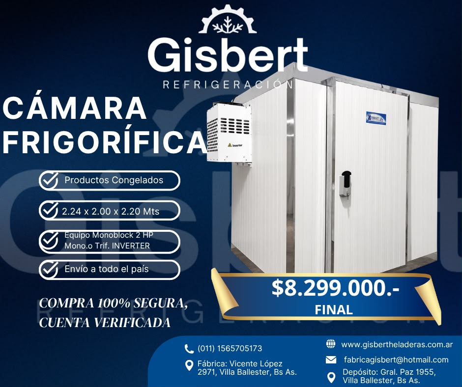 Cámara frigorífica para congelados 2.24 x 2.00 x 2.20 mts