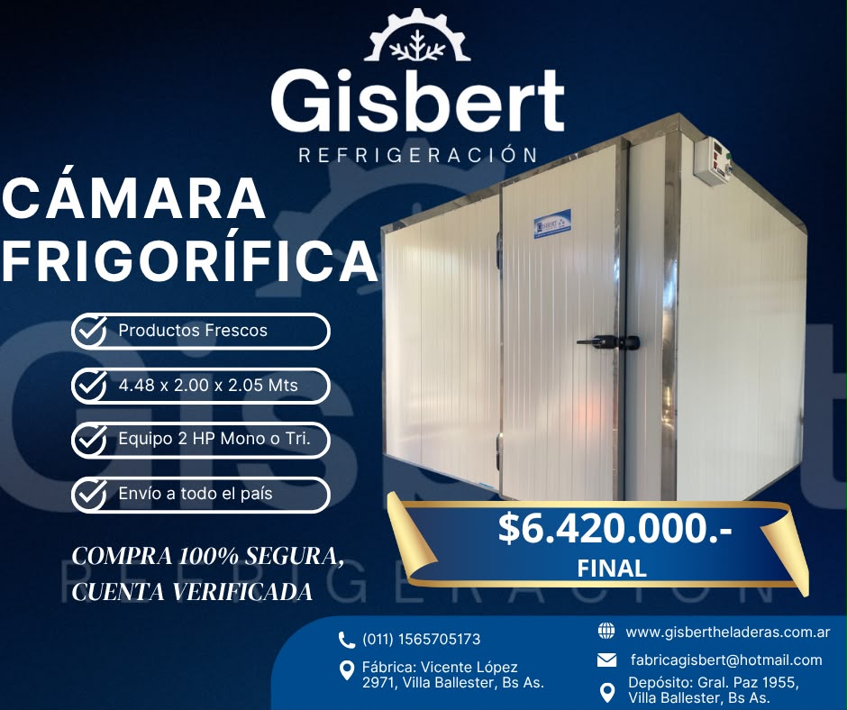 Cámara frigorífica para productos frescos 4.48 x 2.00 x 2.05 mts