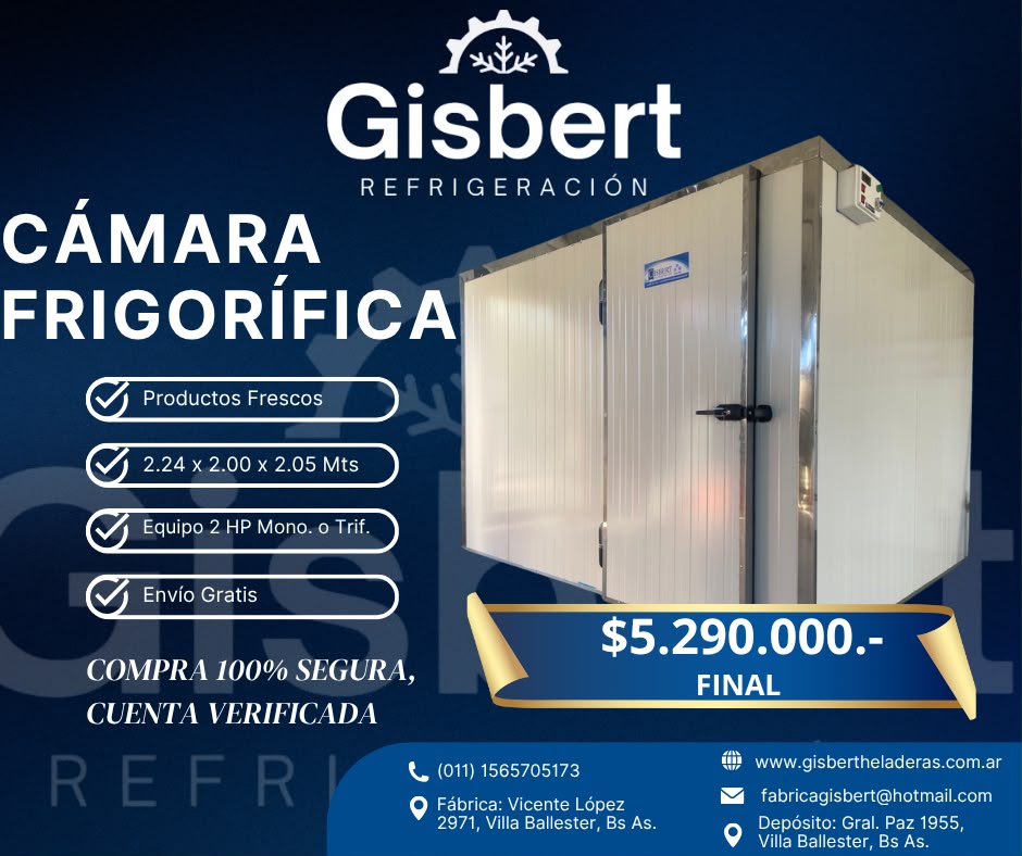 Cámara frigorífica para productos frescos 2.24 x 2.00 x 2.05 mts