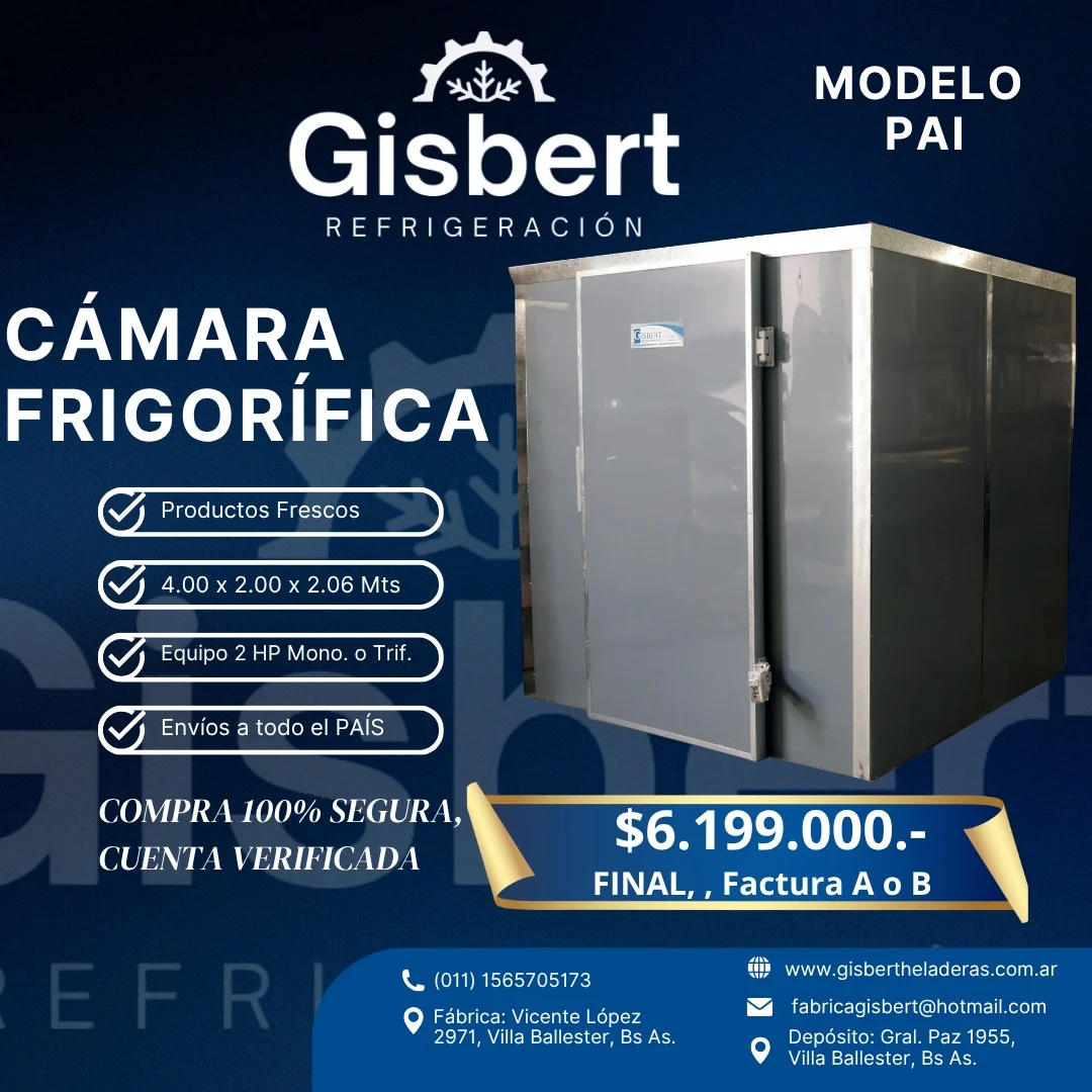 Cámara frigorífica para productos frescos 4.00 x 2.00 x 2.06 mts